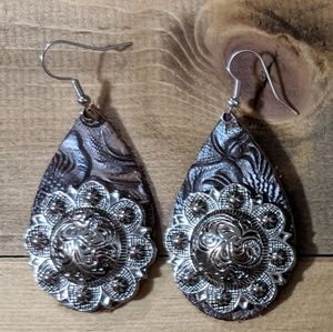 Leather Concho Earrings